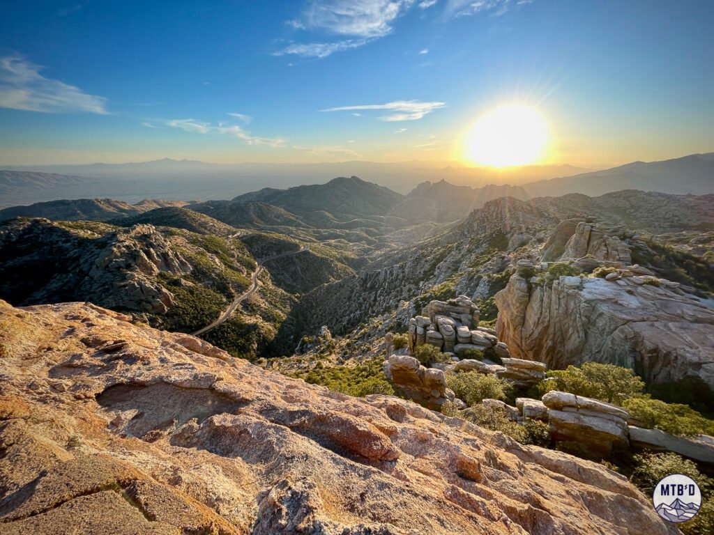 View from Windy Point above Bug Springs trailhead looking out over the Santa Catalina Mountains and a sky island landscape, Mt. Lemmon Tucson Arizona