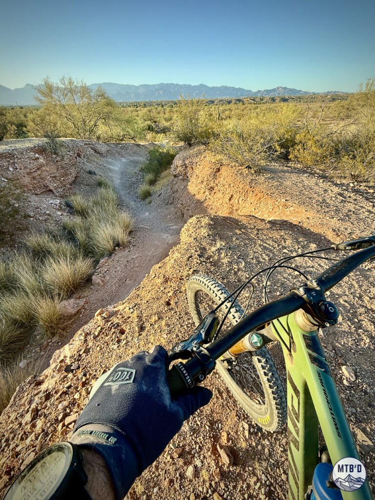 The biggest feature on Sunset trail at Fantasy Island Mountain Bike Park in Tucson Arizona