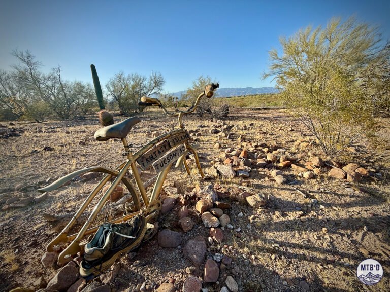 Bike art in the middle of the Fantasy Island trail network in Tucson Arizona