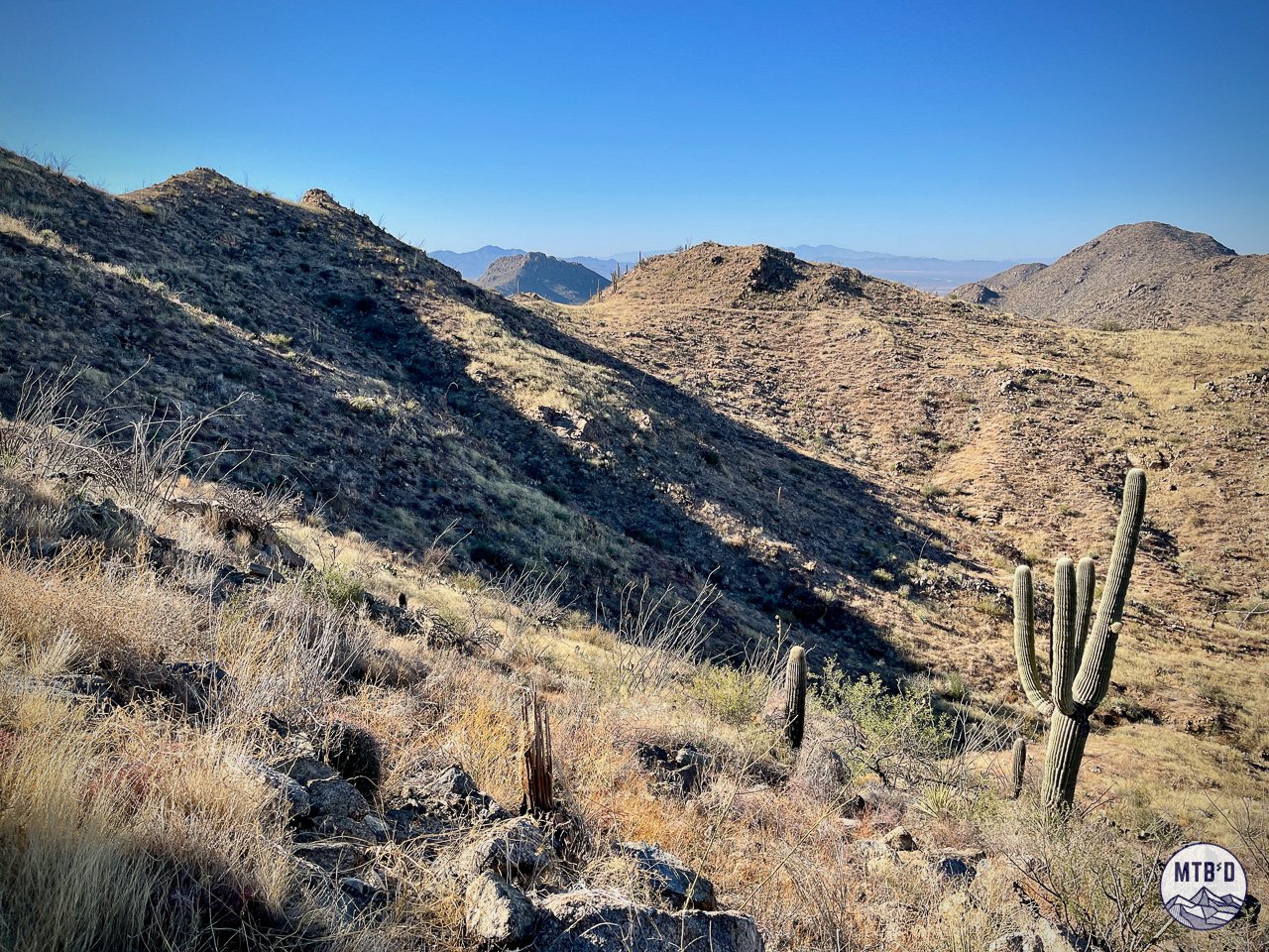 A view into the valley containing Ridgeline Trail in Tortolita Mountain Park