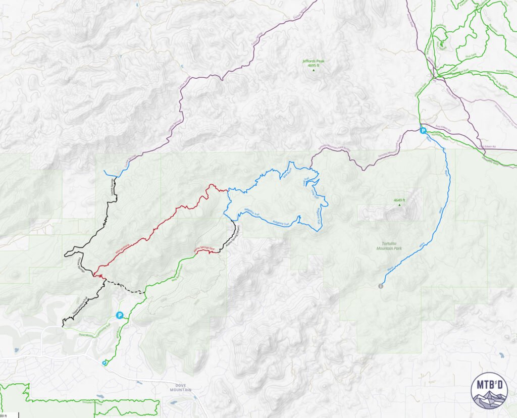Map of Tortolita Mountain Park Mountain Biking