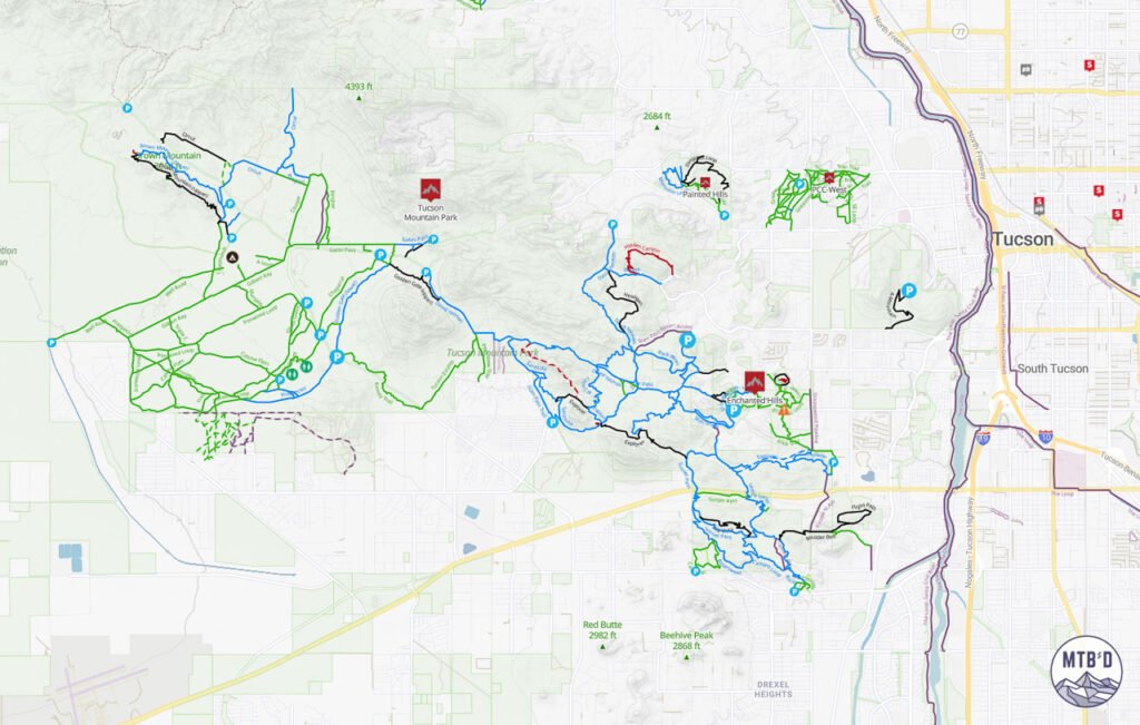Tucson Mountain Park MTB trail map